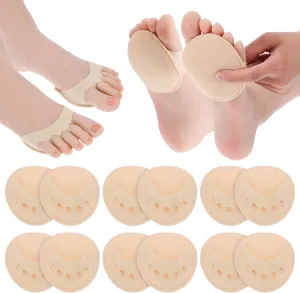 6 Pairs Women's Toe Cover with Padding Non-Skid Toe Topper Liner Socks No Show Toes Protectors for High Heels