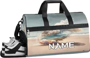 Abstract Beach Summer Sports Gym Bag with Wet Pocket & Shoes Compartment Travel Duffel Bag for Women Men Custom Sports Gym Bag Personalized Overnight Stay Weekend Tote Beach Luggage