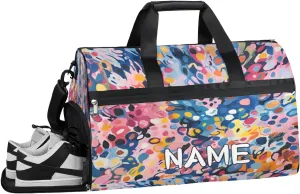 Abstract Floral Graffiti Sports Gym Bag with Wet Pocket & Shoes Compartment Travel Duffel Bag for Women Men Custom Sports Gym Bag Personalized Overnight Stay Weekend Tote Beach Luggage