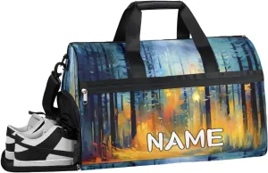 Abstract Forest Space Sports Gym Bag with Wet Pocket & Shoes Compartment Travel Duffel Bag for Women Men Custom Sports Gym Bag Personalized Overnight Stay Weekend Tote Beach Luggage
