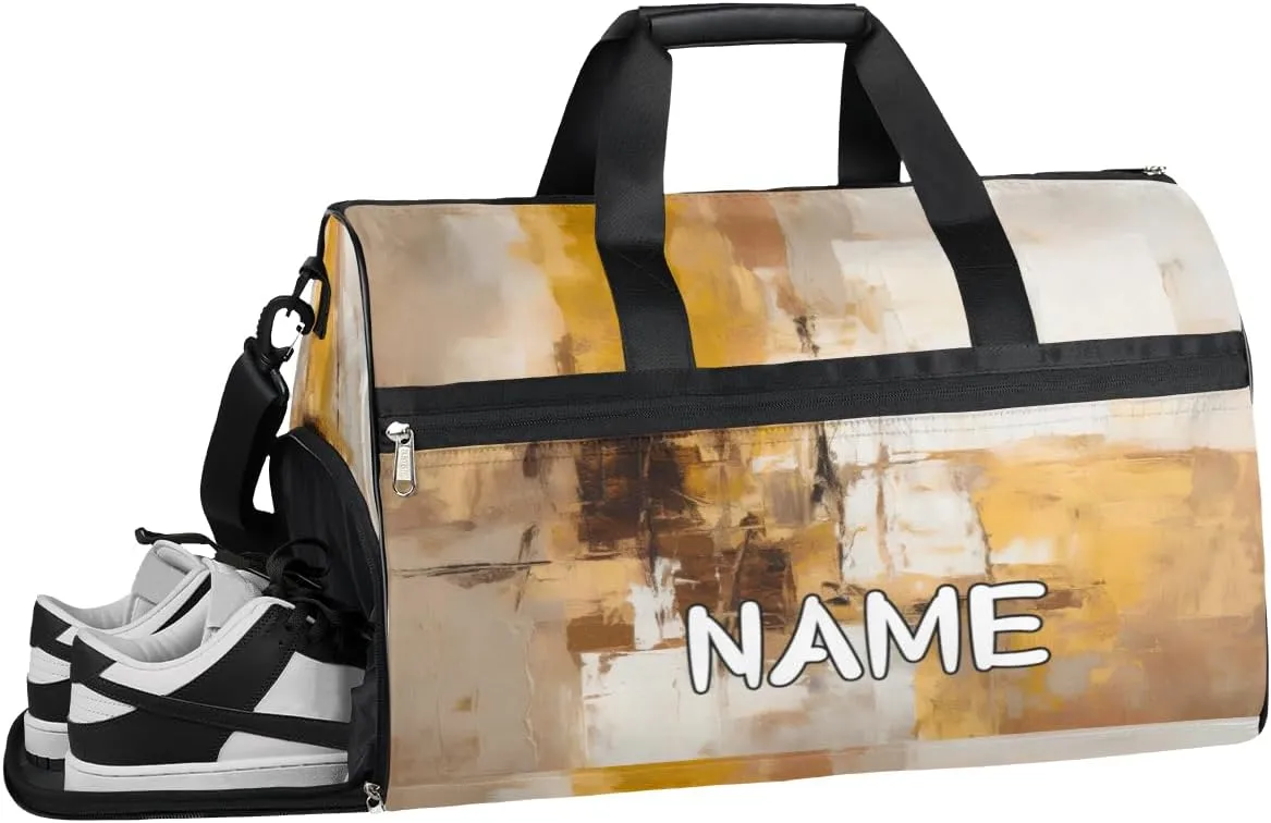 Abstract Graffiti Texture Sports Gym Bag with Wet Pocket & Shoes Compartment Travel Duffel Bag for Women Men Custom Sports Gym Bag Personalized Overnight Stay Weekend Tote Beach Luggage