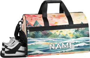 Abstract Leaf Patterns Sports Gym Bag with Wet Pocket & Shoes Compartment Travel Duffel Bag for Women Men Custom Sports Gym Bag Personalized Overnight Stay Weekend Tote Beach Luggage