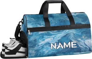 Abstract Wave Texture Sports Gym Bag with Wet Pocket & Shoes Compartment Travel Duffel Bag for Women Men Custom Sports Gym Bag Personalized Overnight Stay Weekend Tote Beach Luggage