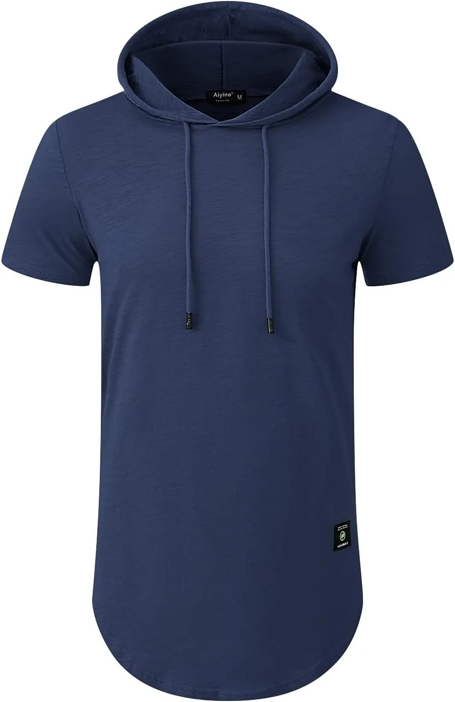 Aiyino Men's Short Sleeve Athletic Hoodies Sport Sweatshirt Solid Color Fashion Pullover