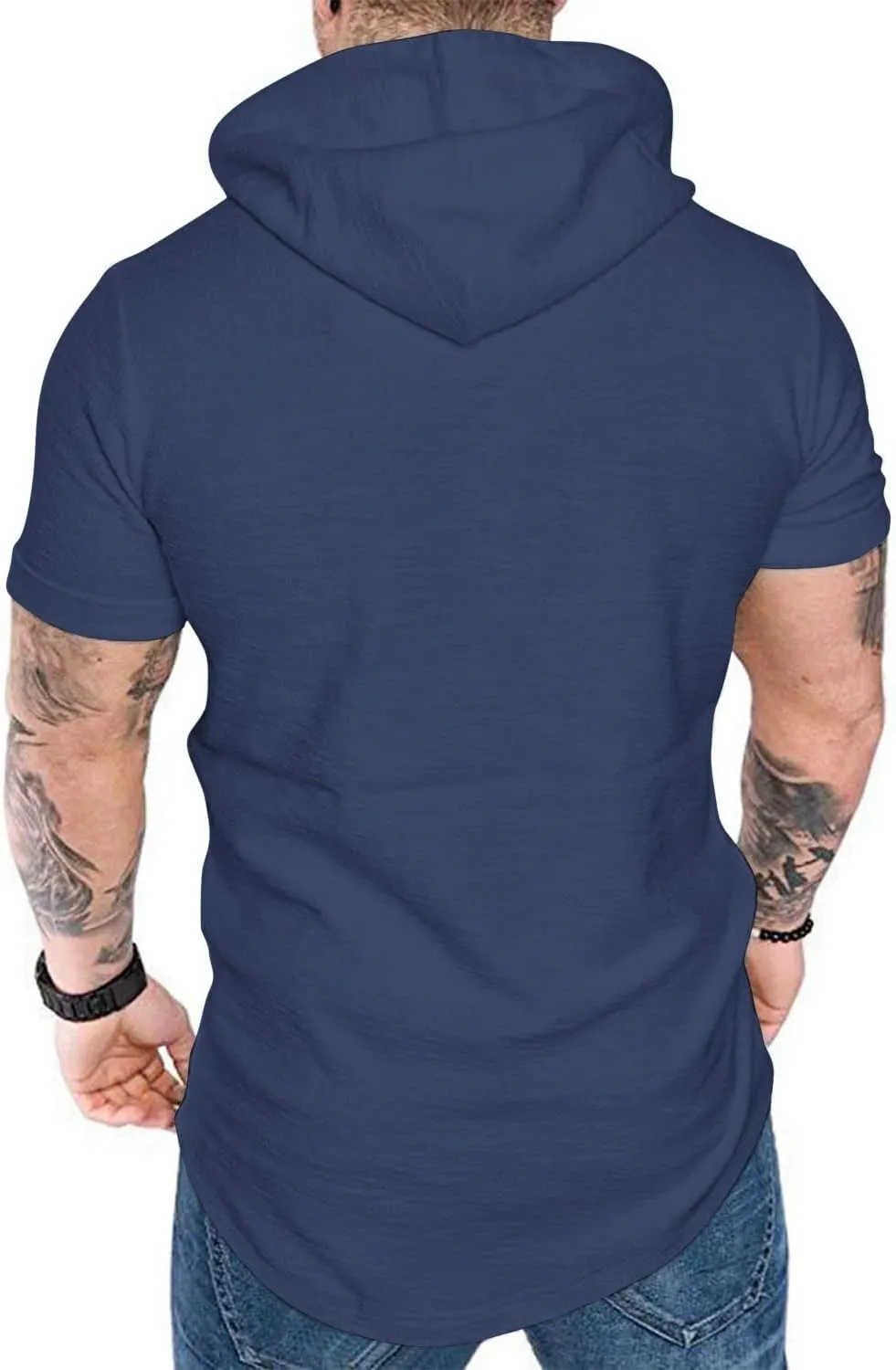 Aiyino Men's Short Sleeve Athletic Hoodies Sport Sweatshirt Solid Color Fashion Pullover