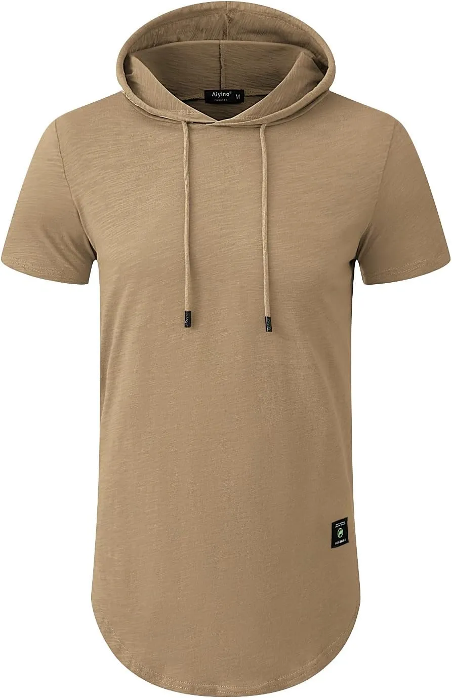 Aiyino Men's Short Sleeve Athletic Hoodies Sport Sweatshirt Solid Color Fashion Pullover