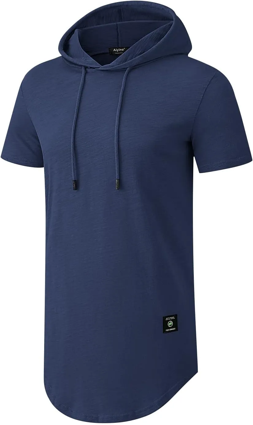 Aiyino Men's Short Sleeve Athletic Hoodies Sport Sweatshirt Solid Color Fashion Pullover
