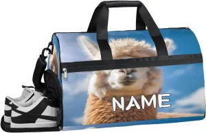 Alpaca Summer Sky Sports Gym Bag with Wet Pocket & Shoes Compartment Travel Duffel Bag for Women Men Custom Sports Gym Bag Personalized Overnight Stay Weekend Tote Beach Luggage
