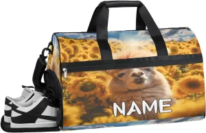 Alpaca Sunflower Summer Sports Gym Bag with Wet Pocket & Shoes Compartment Travel Duffel Bag for Women Men Custom Sports Gym Bag Personalized Overnight Stay Weekend Tote Beach Luggage
