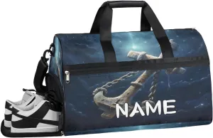 Anchor Ocean Print Sports Gym Bag with Wet Pocket & Shoes Compartment Travel Duffel Bag for Women Men Custom Sports Gym Bag Personalized Overnight Stay Weekend Tote Beach Luggage
