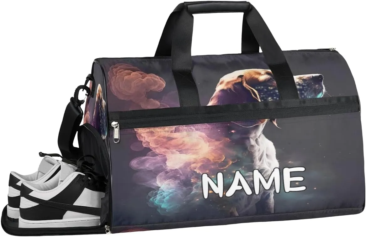 Animal Dog Print Sports Gym Bag with Wet Pocket & Shoes Compartment Travel Duffel Bag for Women Men Custom Sports Gym Bag Personalized Overnight Stay Weekend Tote Beach Luggage
