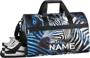 Animal Zebra Theme Sports Gym Bag with Wet Pocket & Shoes Compartment Travel Duffel Bag for Women Men Custom Sports Gym Bag Personalized Overnight Stay Weekend Tote Beach Luggage
