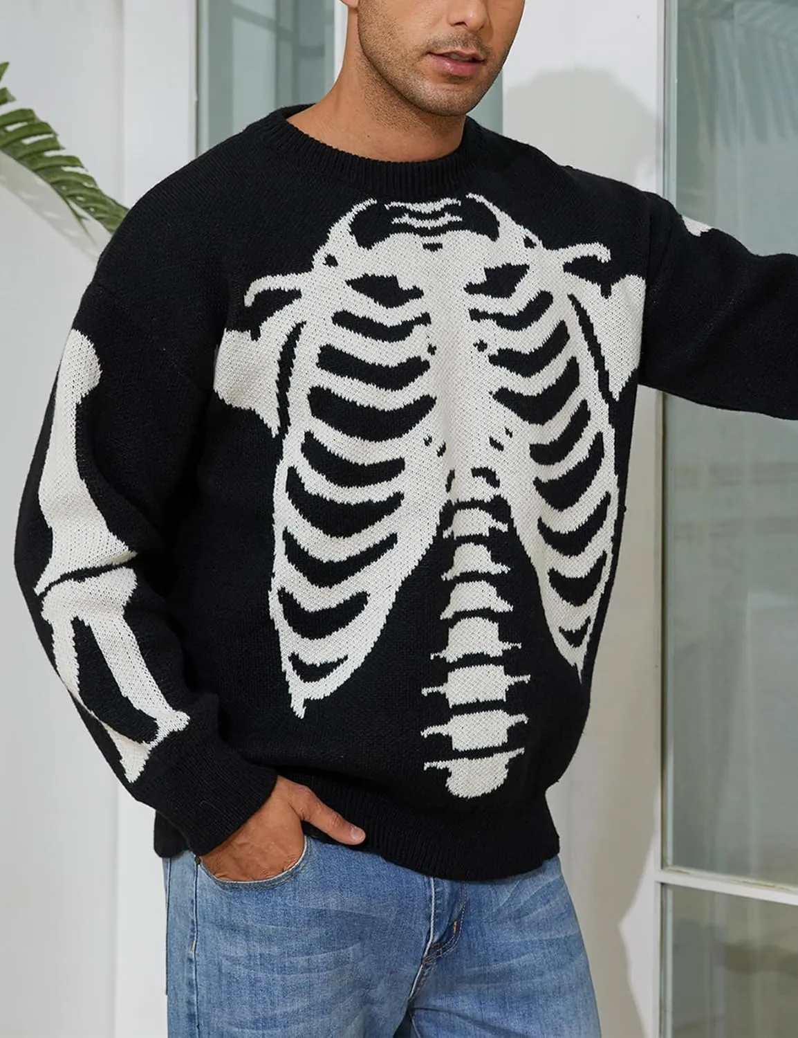 Arssm Mens Vintage Sweater Grandpa y2k Oversized Casual Cable Knit Sweater Pullover Graphic Crewneck Tops