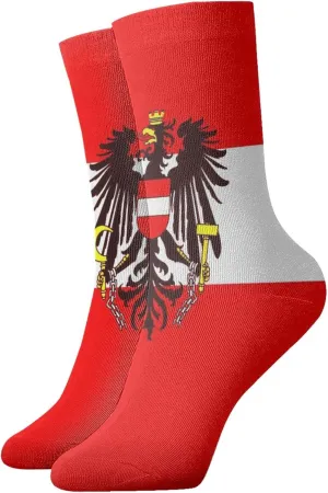 Austrian flag Unisex Casual Crew Socks Novelty Athletic Socks Men's Dress Socks Patterned Sock