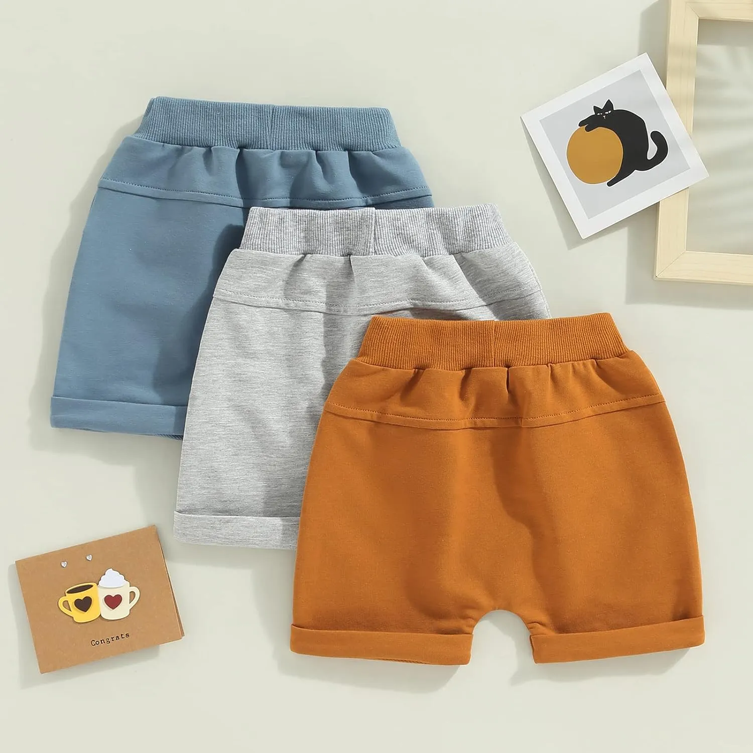 Baby Boys' Toddler 3-Pack Pull-on Jogger Shorts Knit Shorts Classic Fit Elastic Waist Shorts Kids Multipacks Pants
