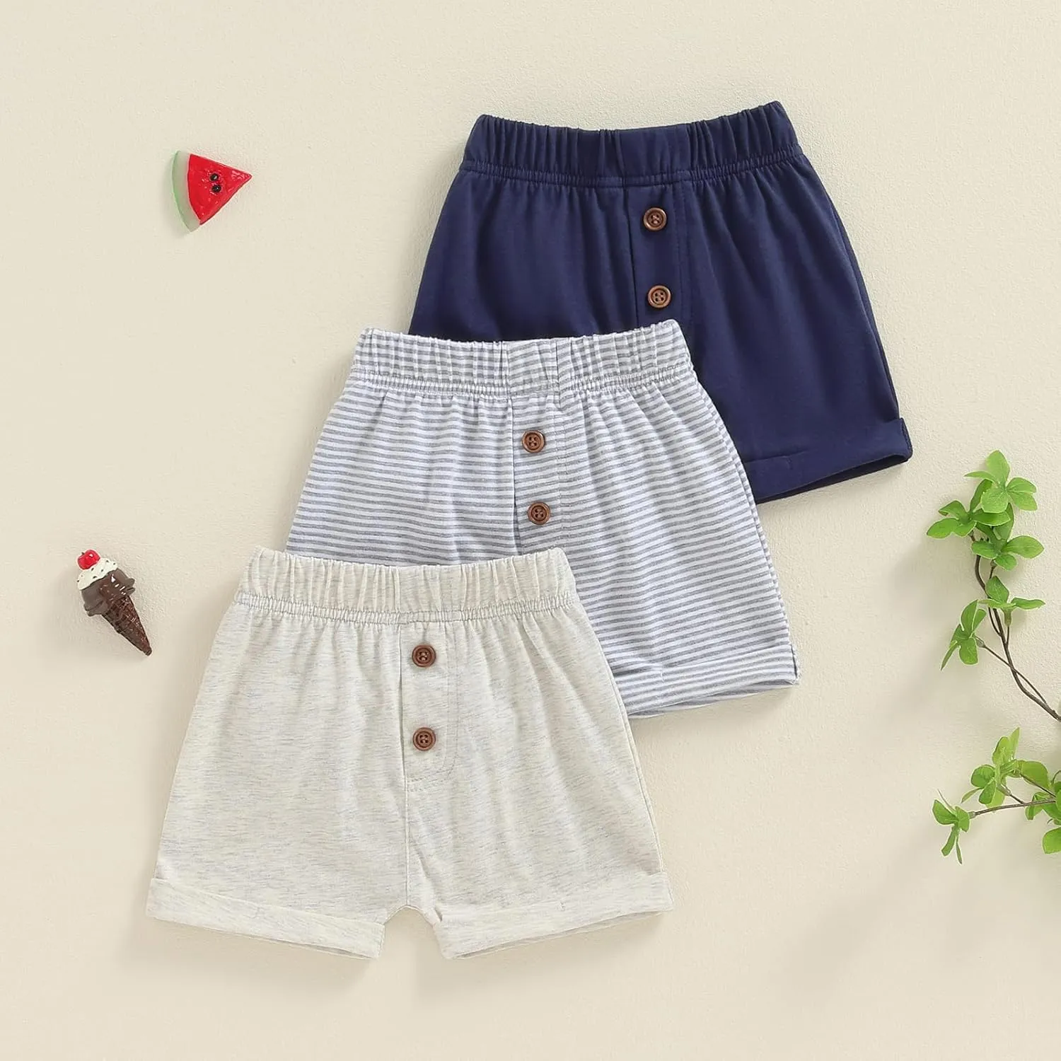 Baby Boys' Toddler 3-Pack Pull-on Jogger Shorts Knit Shorts Classic Fit Elastic Waist Shorts Kids Multipacks Pants