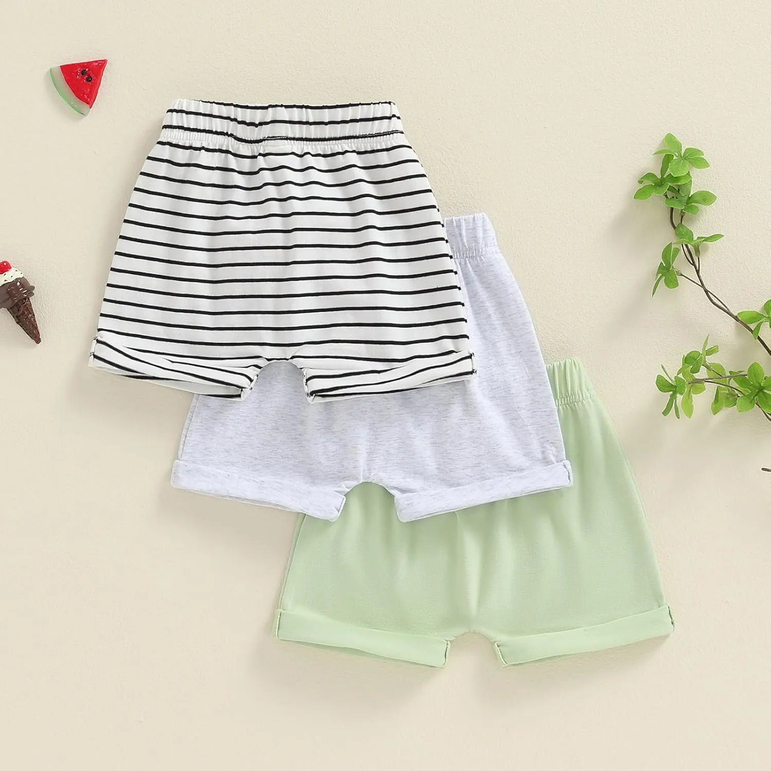 Baby Boys' Toddler 3-Pack Pull-on Jogger Shorts Knit Shorts Classic Fit Elastic Waist Shorts Kids Multipacks Pants
