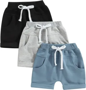 Baby Boys' Toddler 3-Pack Pull-on Jogger Shorts Knit Shorts Classic Fit Elastic Waist Shorts Kids Multipacks Pants