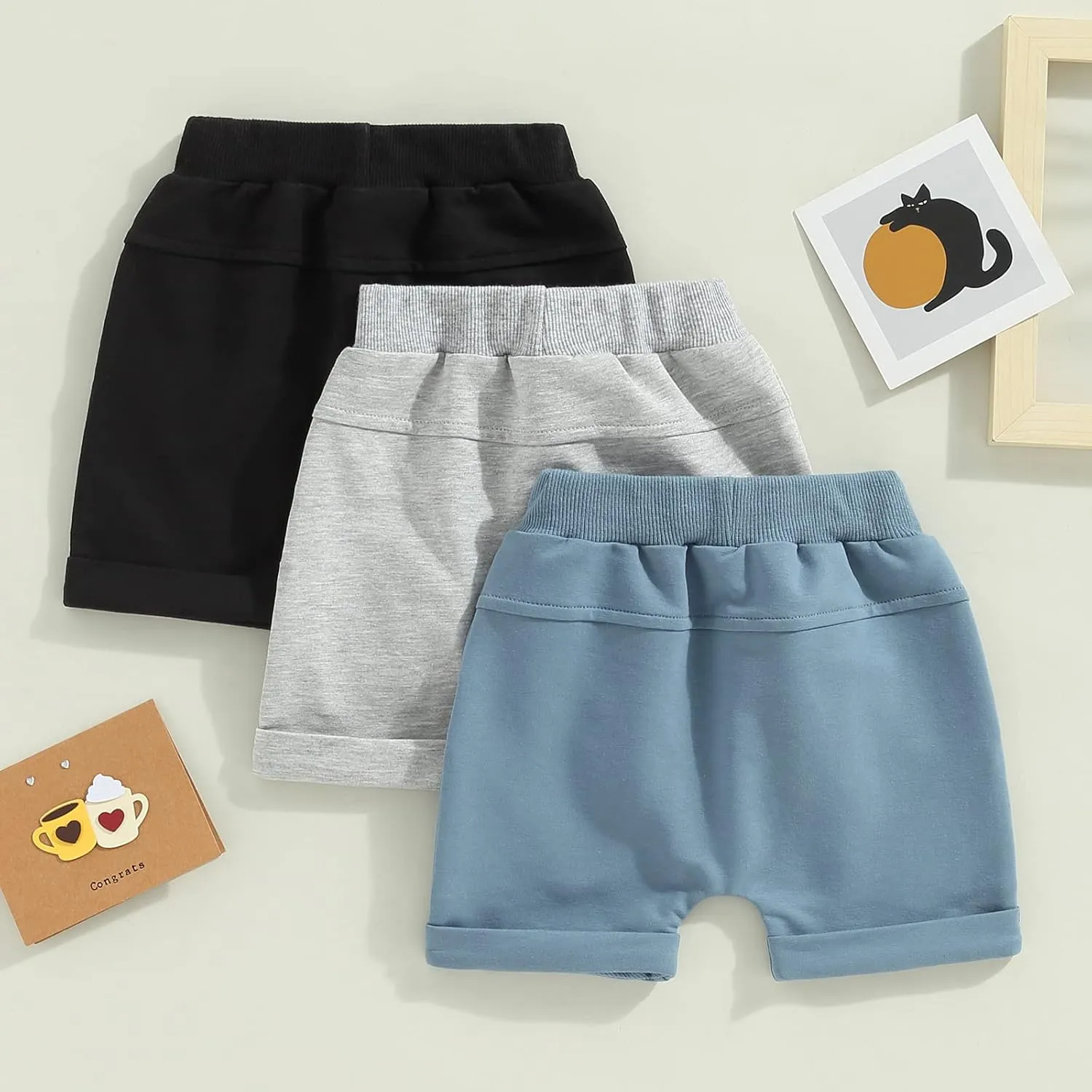 Baby Boys' Toddler 3-Pack Pull-on Jogger Shorts Knit Shorts Classic Fit Elastic Waist Shorts Kids Multipacks Pants