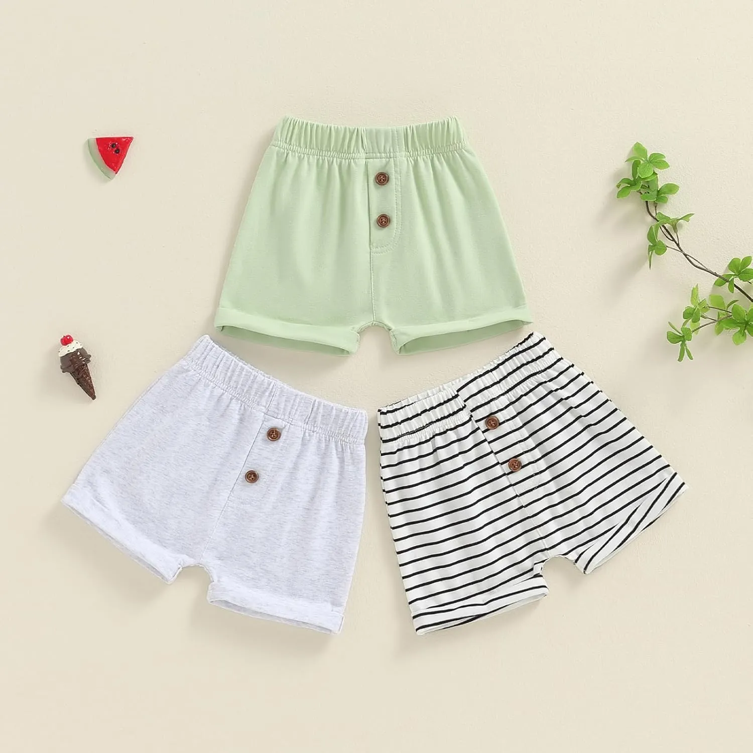 Baby Boys' Toddler 3-Pack Pull-on Jogger Shorts Knit Shorts Classic Fit Elastic Waist Shorts Kids Multipacks Pants