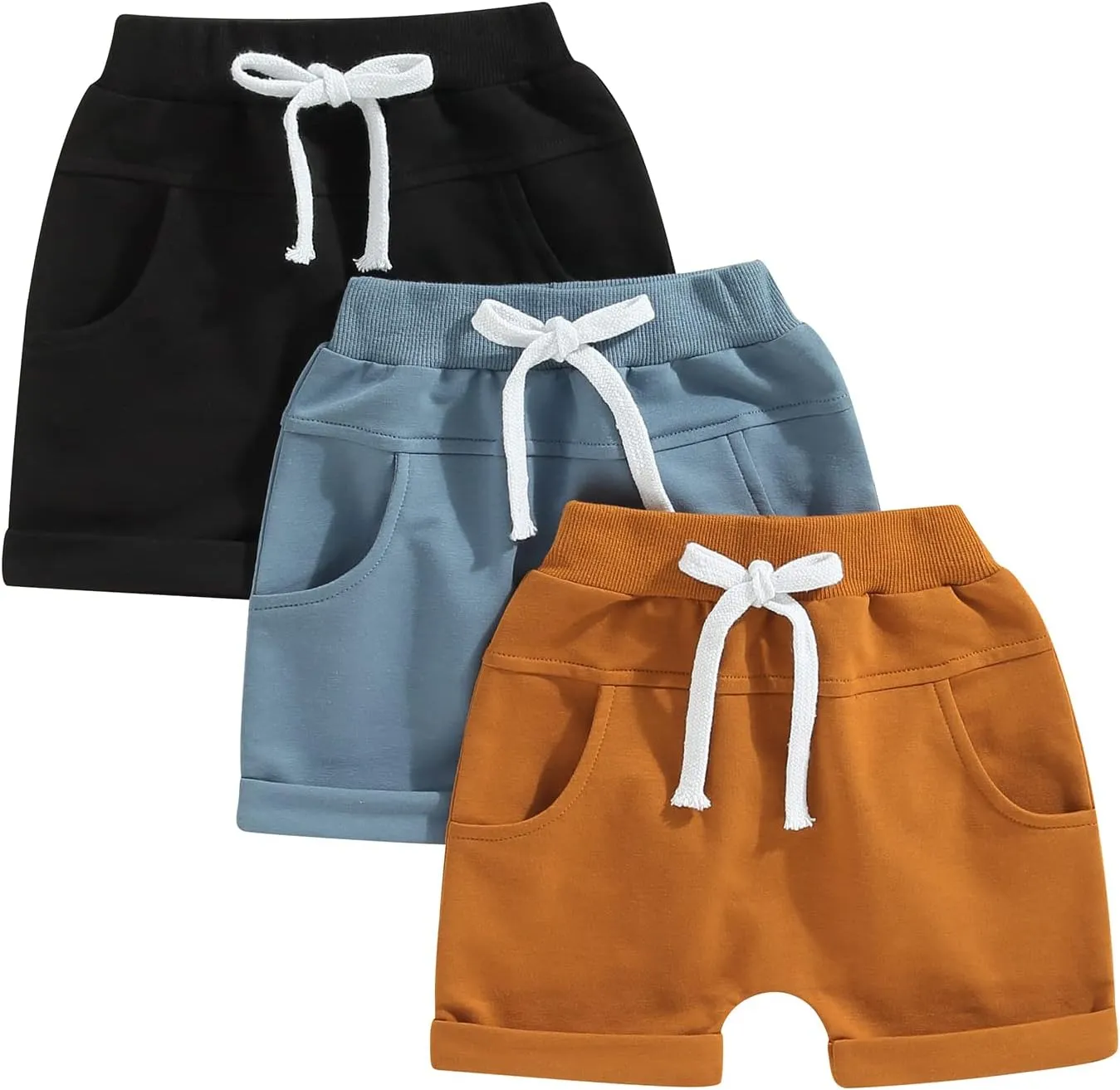 Baby Boys' Toddler 3-Pack Pull-on Jogger Shorts Knit Shorts Classic Fit Elastic Waist Shorts Kids Multipacks Pants