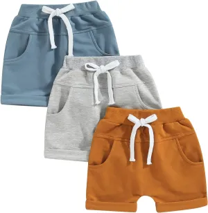 Baby Boys' Toddler 3-Pack Pull-on Jogger Shorts Knit Shorts Classic Fit Elastic Waist Shorts Kids Multipacks Pants