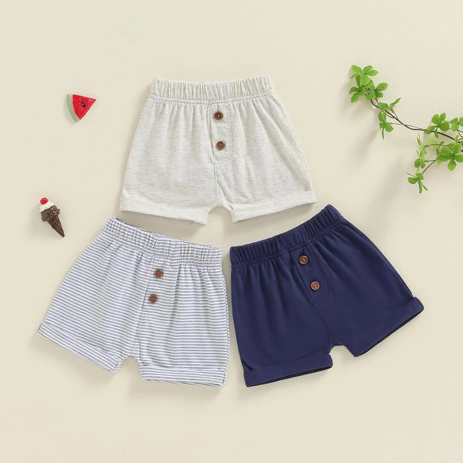 Baby Boys' Toddler 3-Pack Pull-on Jogger Shorts Knit Shorts Classic Fit Elastic Waist Shorts Kids Multipacks Pants