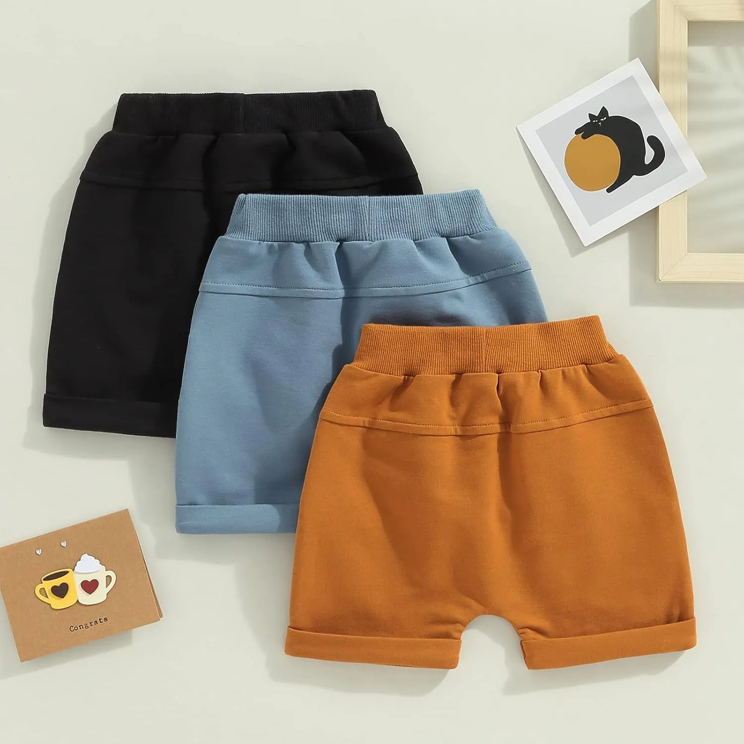 Baby Boys' Toddler 3-Pack Pull-on Jogger Shorts Knit Shorts Classic Fit Elastic Waist Shorts Kids Multipacks Pants