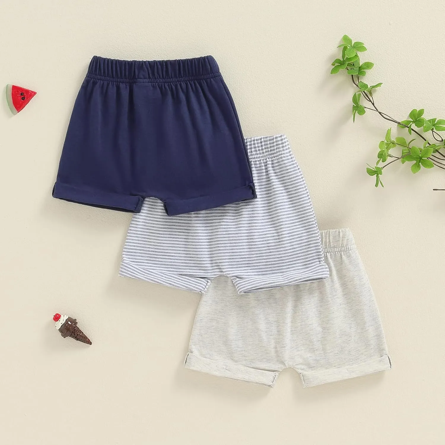Baby Boys' Toddler 3-Pack Pull-on Jogger Shorts Knit Shorts Classic Fit Elastic Waist Shorts Kids Multipacks Pants