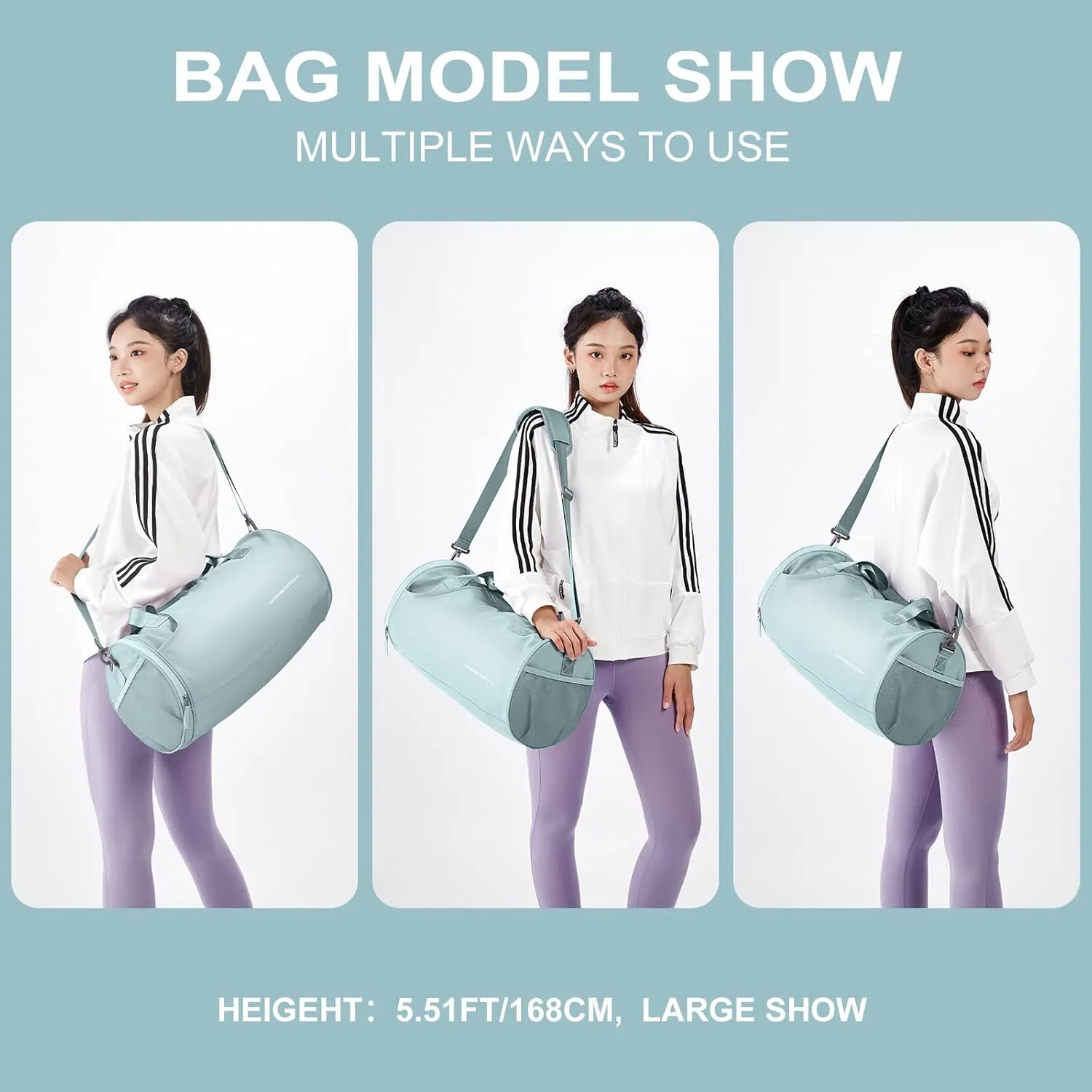 Bag for Women Fashion Simple Duffle Bag Women Small Duffle Bag for Men Travel Bag Sport Bag Weekender Bags for Women Swim Bag Workout Bag with Wet Pocket and Shoes Compartment Purple