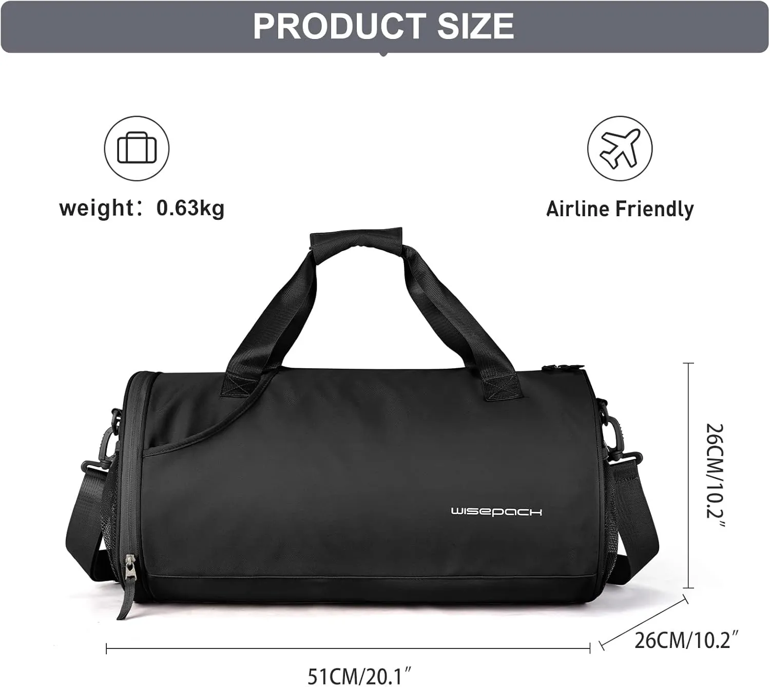 Bag for Women Fashion Simple Duffle Bag Women Small Duffle Bag for Men Travel Bag Sport Bag Weekender Bags for Women Swim Bag Workout Bag with Wet Pocket and Shoes Compartment Purple
