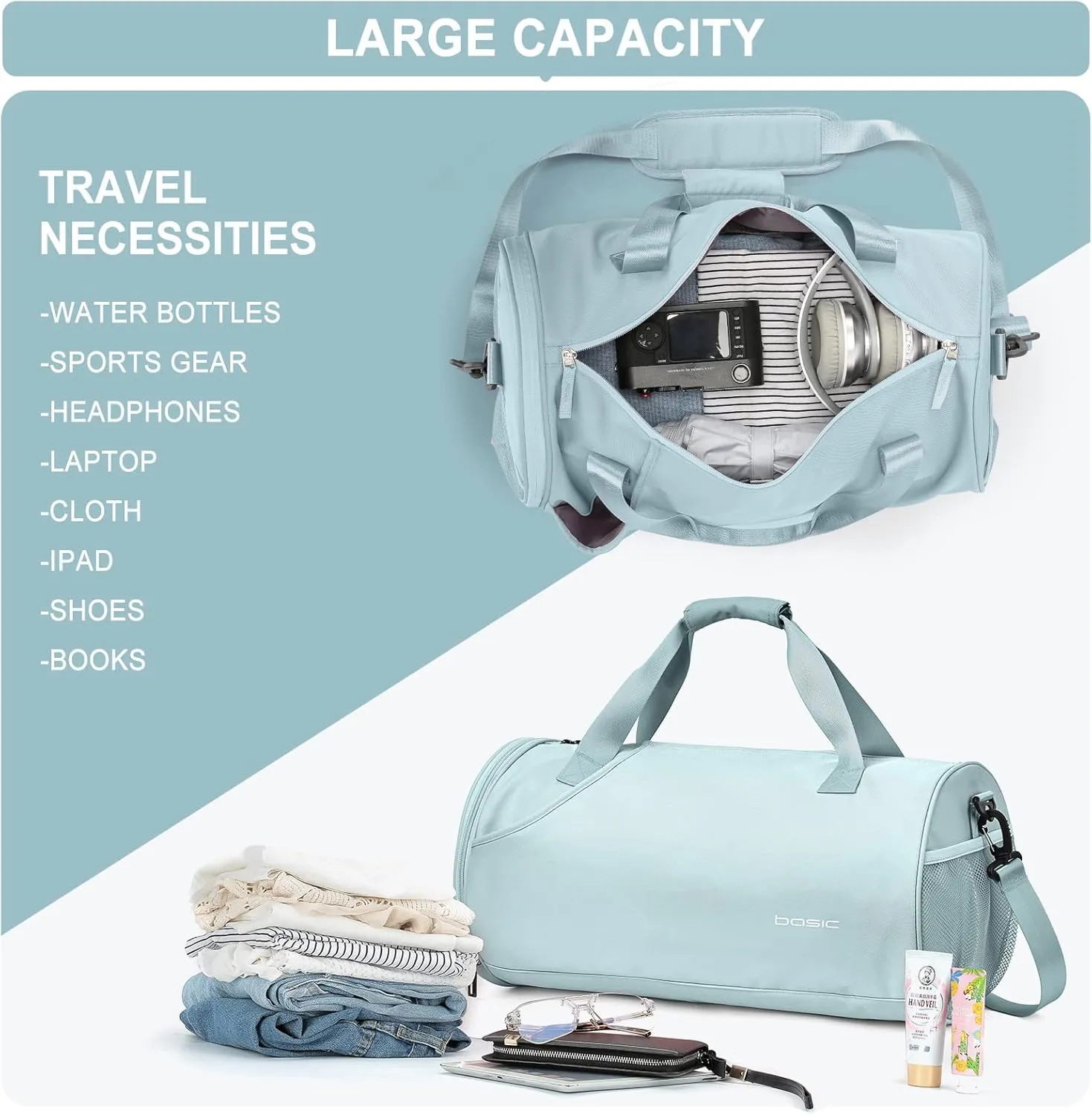 Bag for Women Fashion Simple Duffle Bag Women Small Duffle Bag for Men Travel Bag Sport Bag Weekender Bags for Women Swim Bag Workout Bag with Wet Pocket and Shoes Compartment Purple