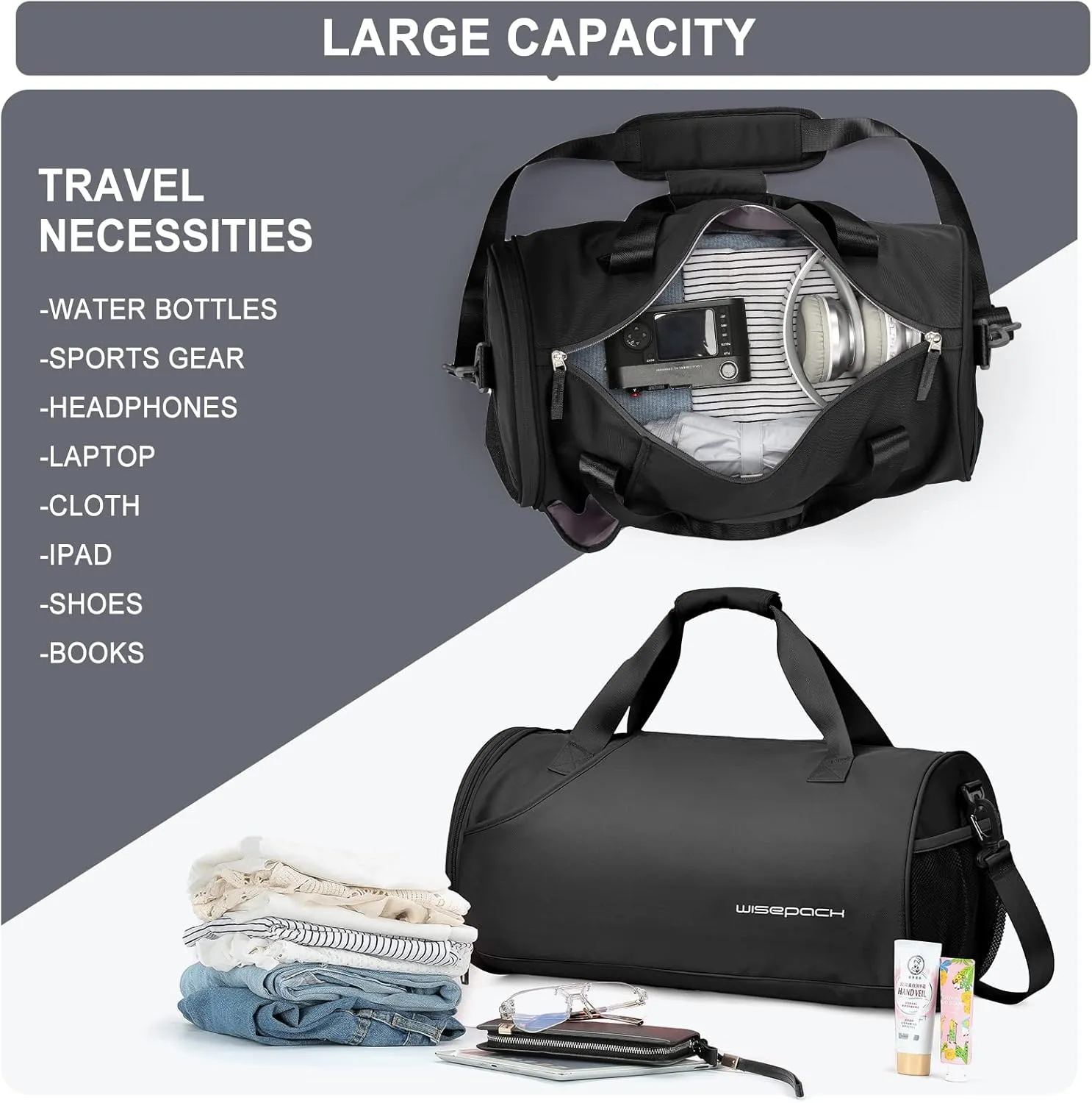 Bag for Women Fashion Simple Duffle Bag Women Small Duffle Bag for Men Travel Bag Sport Bag Weekender Bags for Women Swim Bag Workout Bag with Wet Pocket and Shoes Compartment Purple