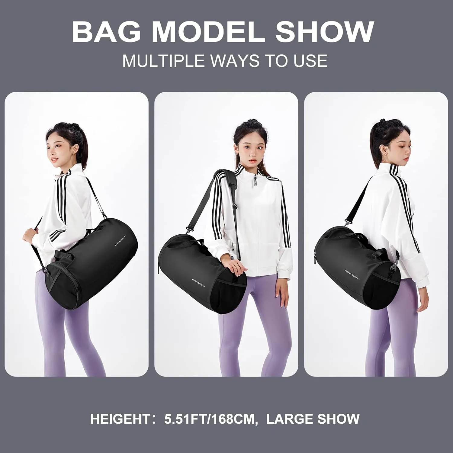 Bag for Women Fashion Simple Duffle Bag Women Small Duffle Bag for Men Travel Bag Sport Bag Weekender Bags for Women Swim Bag Workout Bag with Wet Pocket and Shoes Compartment Purple