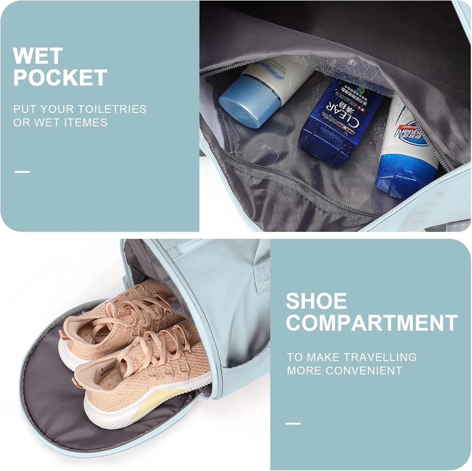 Bag for Women Fashion Simple Duffle Bag Women Small Duffle Bag for Men Travel Bag Sport Bag Weekender Bags for Women Swim Bag Workout Bag with Wet Pocket and Shoes Compartment Purple