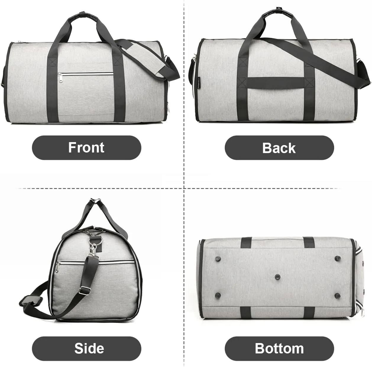 BAG WIZARD Convertible Garment Bag for Travel, Carry on Garment Duffle Bags with Shoes Compartment, 2 in 1 Hanging Suitcase Suit Travel Bag for Men Women, Grey
