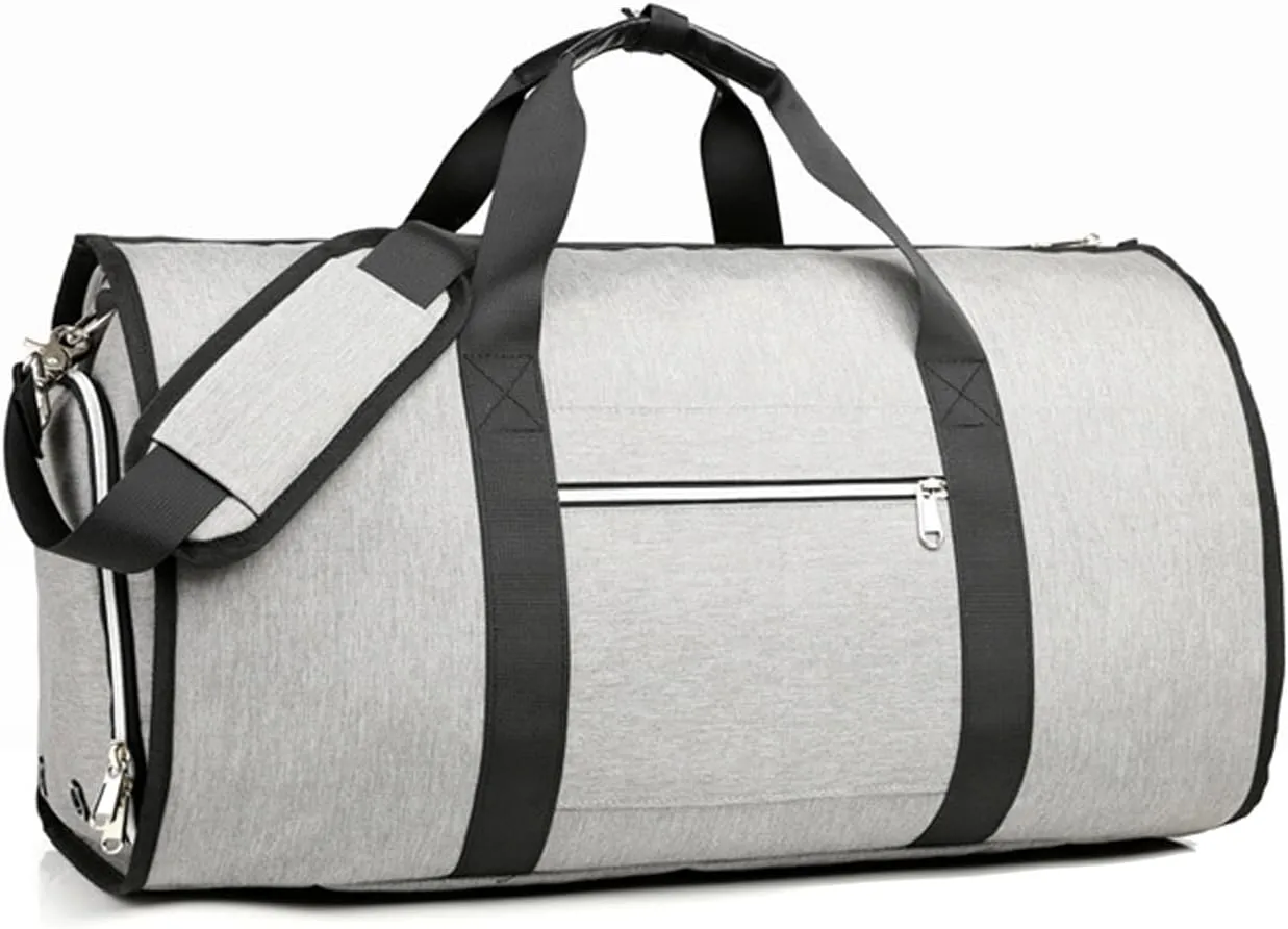 BAG WIZARD Convertible Garment Bag for Travel, Carry on Garment Duffle Bags with Shoes Compartment, 2 in 1 Hanging Suitcase Suit Travel Bag for Men Women, Grey