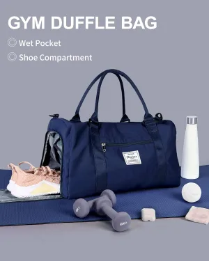 Bag Womens Mens with Shoes Compartment and Wet Pocket,Travel Duffel Bag for Women for Plane,Sport COLOY Tote Bags Swimming Yoga,Small Waterproof Weekend Overnight Bag Carry on Bag Hospita