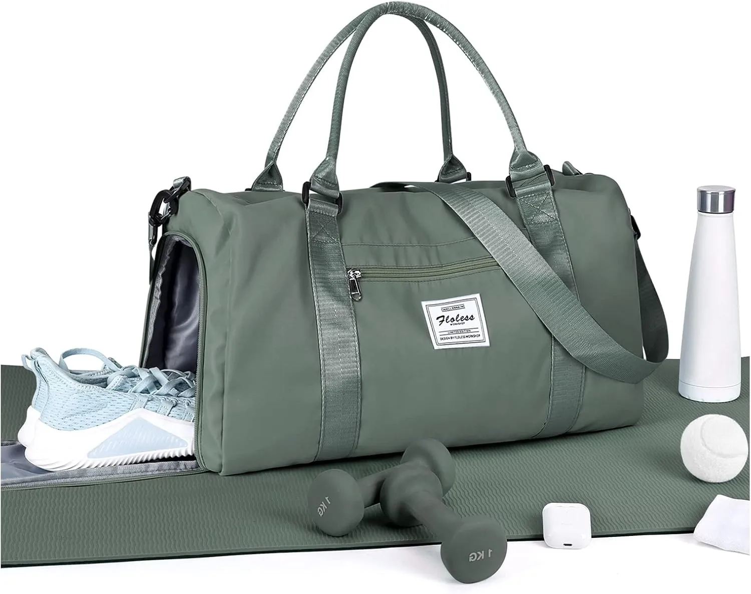 Bag Womens Mens with Shoes Compartment and Wet Pocket,Travel Duffel Bag for Women for Plane,Sport Tote Bags Swimming Yoga,Small Waterproof Weekend Overnight Bag Carry on Bag Hospita