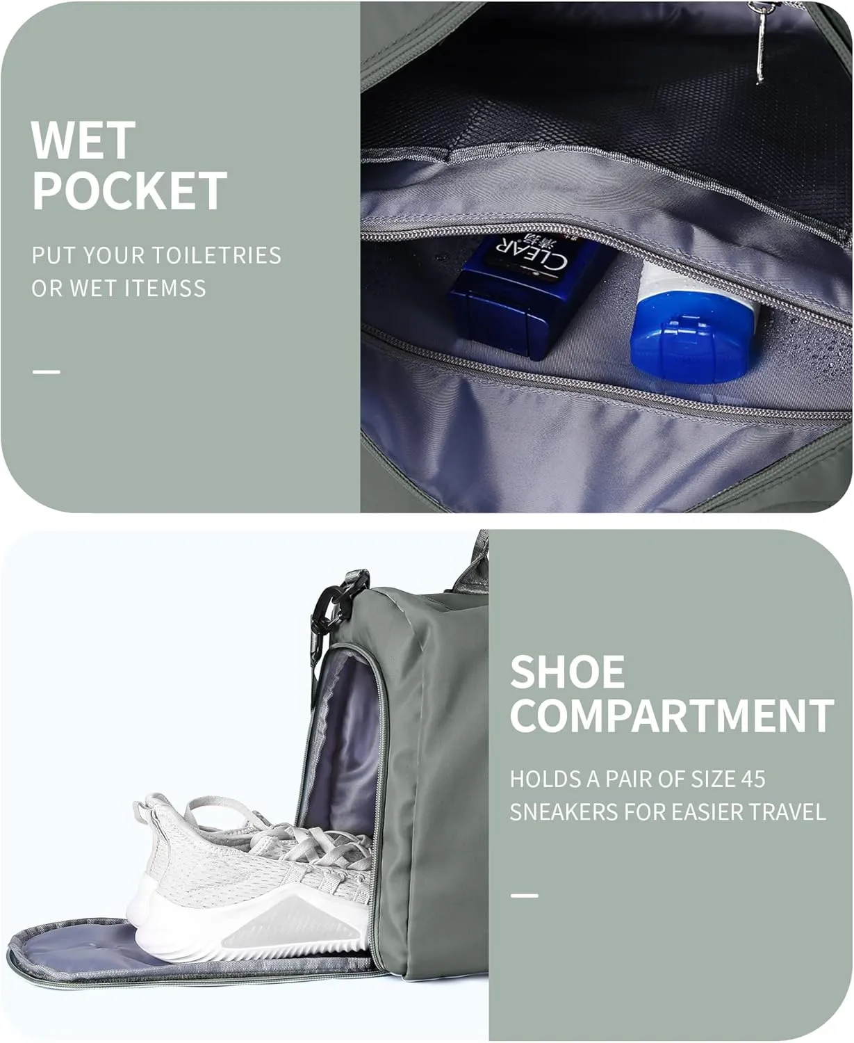 Bag Womens Mens with Shoes Compartment and Wet Pocket,Travel Duffel Bag for Women for Plane,Sport Tote Bags Swimming Yoga,Small Waterproof Weekend Overnight Bag Carry on Bag Hospita