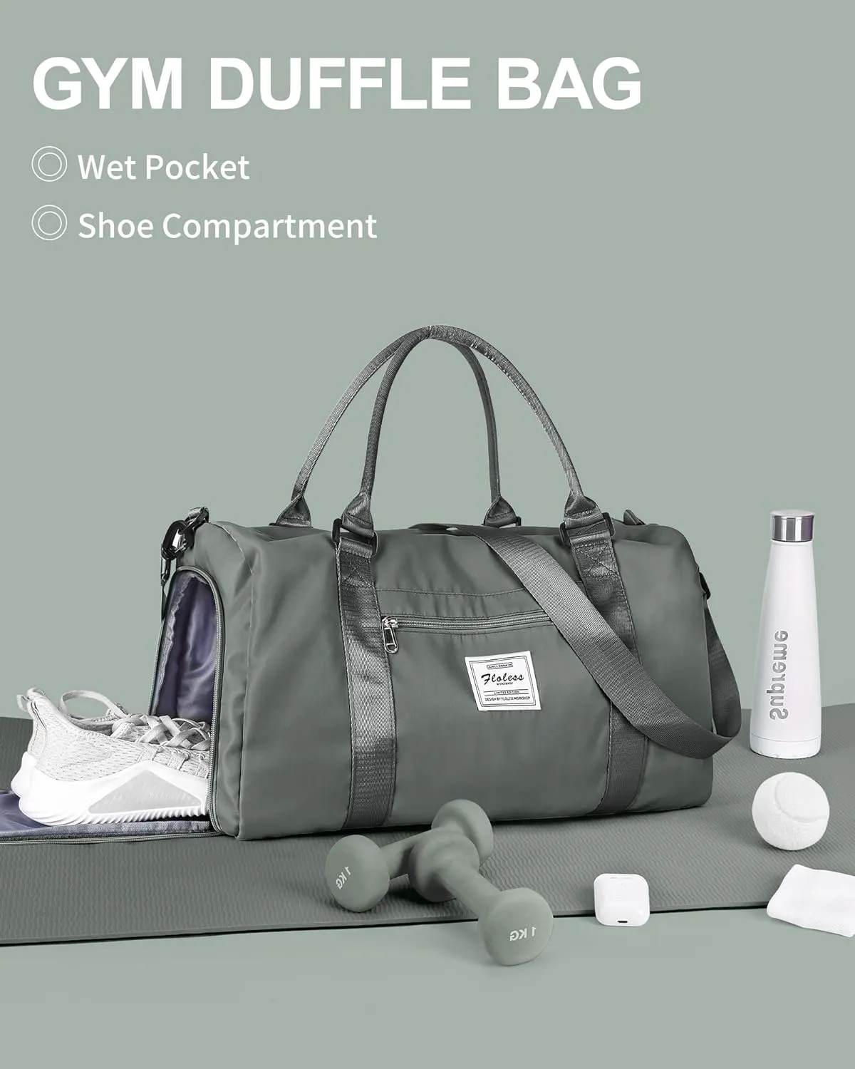 Bag Womens Mens with Shoes Compartment and Wet Pocket,Travel Duffel Bag for Women for Plane,Sport Tote Bags Swimming Yoga,Small Waterproof Weekend Overnight Bag Carry on Bag Hospita