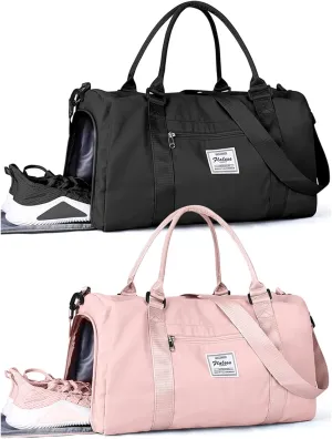 Bag Womens Mens with Shoes Compartment and Wet Pocket,Travel Duffel Bag for Women for Plane,Sport Tote Bags Swimming Yoga,Waterproof Weekend Overnight Bag Carry on Bag Hospital Holdalls