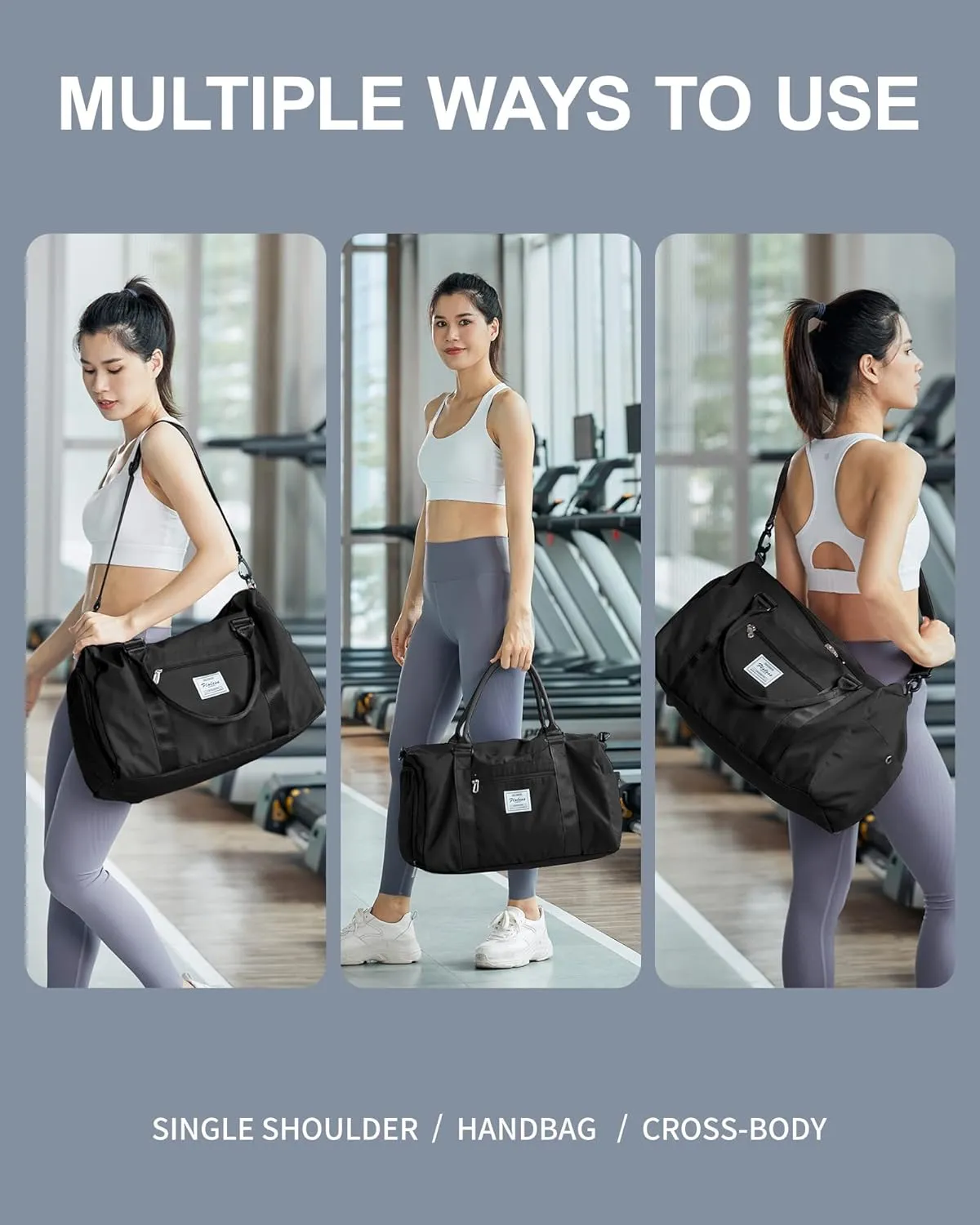 Bag Womens Mens with Shoes Compartment and Wet Pocket,Travel Duffel Bag for Women for Plane,Sport Tote Bags Swimming Yoga,Waterproof Weekend Overnight Bag Carry on Bag Hospital Holdalls