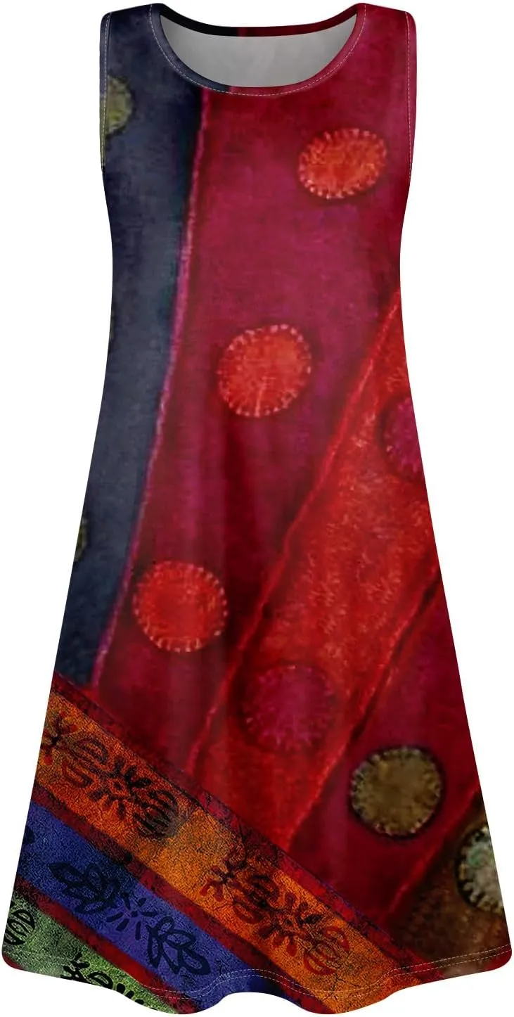 BAXLIMEK Sundresses for Women,2025 Spring Summer Casual Loose U Neck Mini Dress Trendy Flowy Ruched Print Beach T Shirt Dress