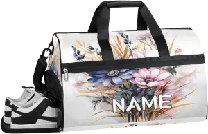 Beautiful Flower Theme Sports Gym Bag with Wet Pocket & Shoes Compartment Travel Duffel Bag for Women Men Custom Sports Gym Bag Personalized Overnight Stay Weekend Tote Beach Luggage