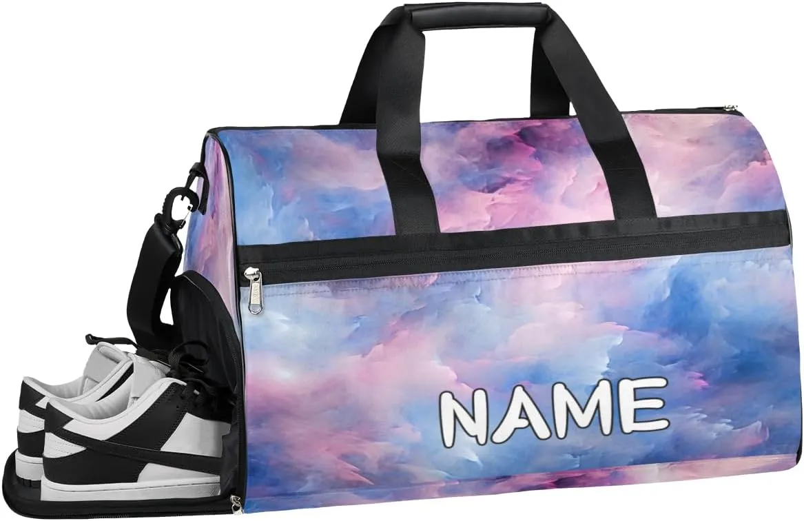 Beautiful Galaxy Illustration Sports Gym Bag with Wet Pocket & Shoes Compartment Travel Duffel Bag for Women Men Custom Sports Gym Bag Personalized Overnight Stay Weekend Tote Beach Luggage