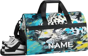 Beautiful Leopard Graffiti Sports Gym Bag with Wet Pocket & Shoes Compartment Travel Duffel Bag for Women Men Custom Sports Gym Bag Personalized Overnight Stay Weekend Tote Beach Luggage