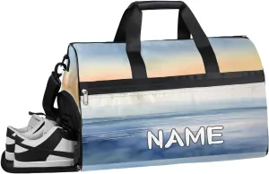 Beautiful Seaside Watercolor Sports Gym Bag with Wet Pocket & Shoes Compartment Travel Duffel Bag for Women Men Custom Sports Gym Bag Personalized Overnight Stay Weekend Tote Beach Luggage