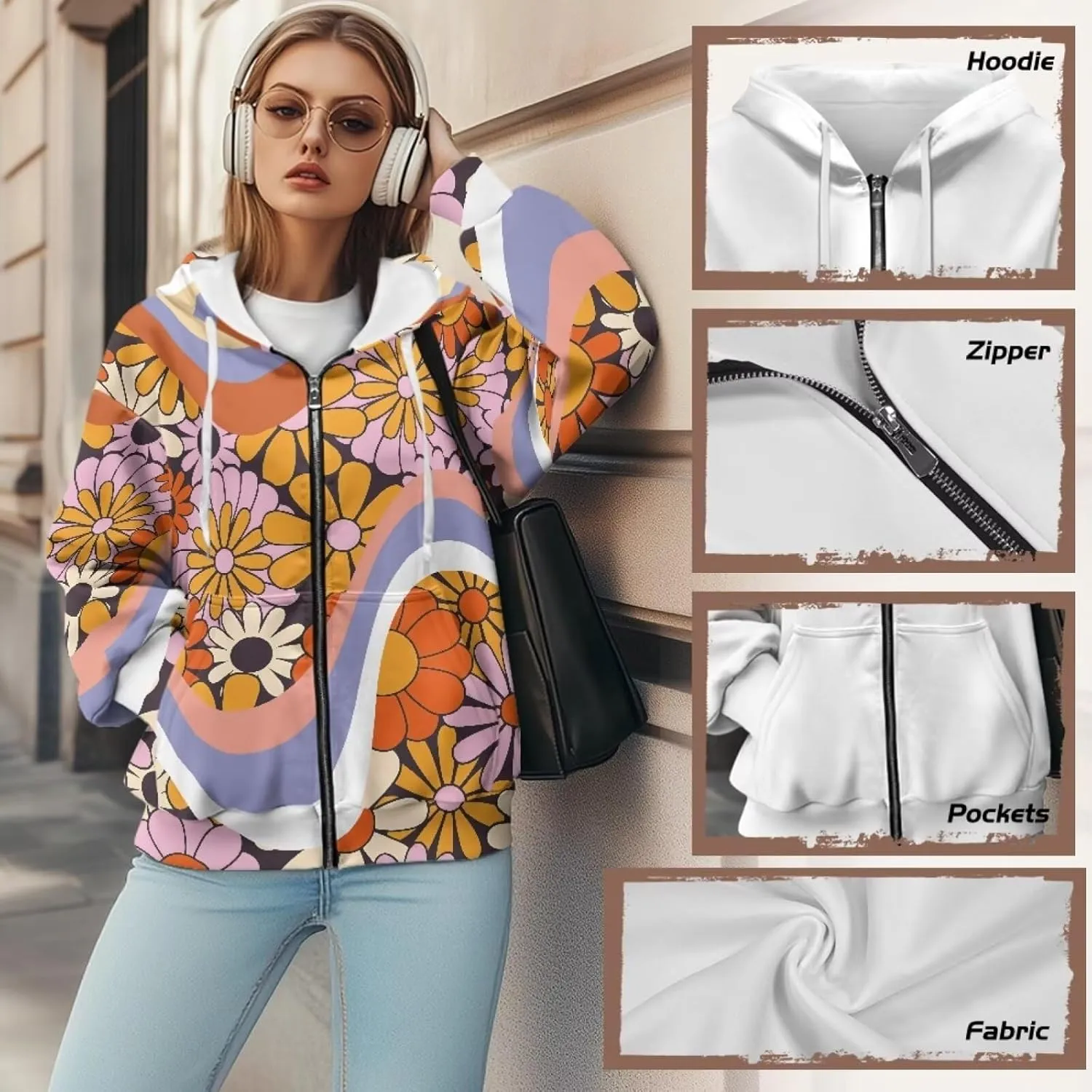 Binienty Hoodie Zip Up Women Oversized Sweatshirts Lightweight Casual Jacket Y2K Clothes Drawstring Hoody Streetwear