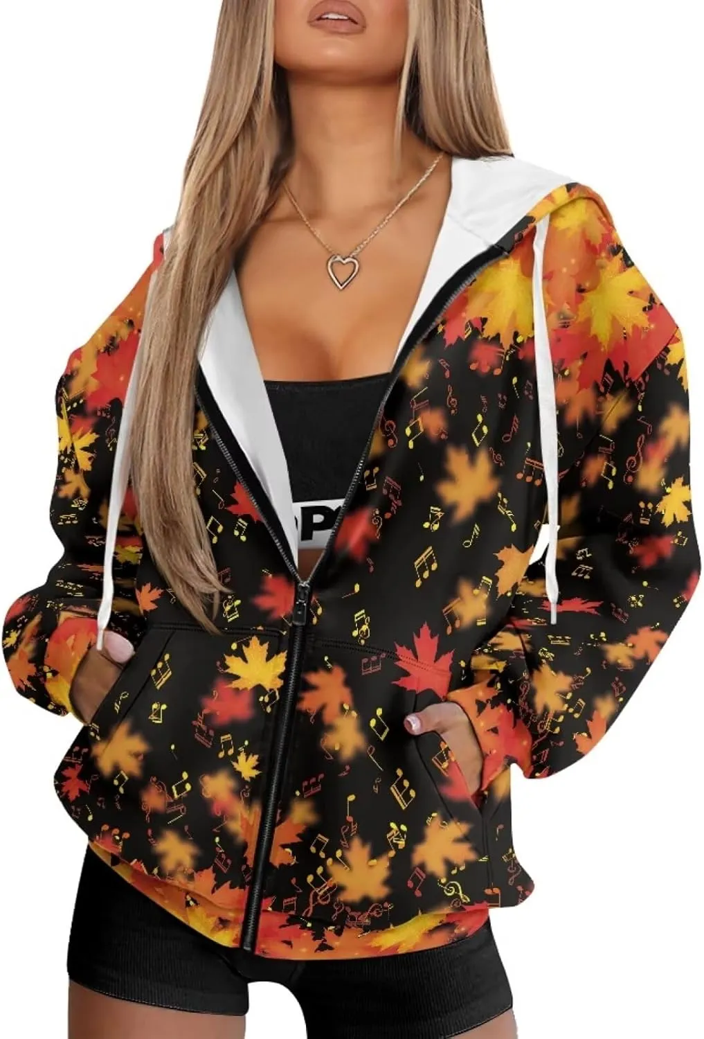 Binienty Hoodie Zip Up Women Oversized Sweatshirts Lightweight Casual Jacket Y2K Clothes Drawstring Hoody Streetwear